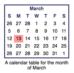 Calendar image to convert into table
